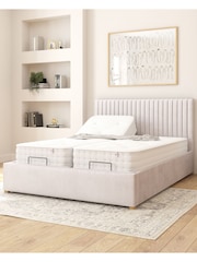 Aspire Furniture Light Silver Grey Grant Velvet Electric Adjustable Bed With Mattress - Image 1 of 6