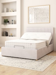 Aspire Furniture Light Silver Grey Grant Velvet Electric Adjustable Bed With Mattress - Image 2 of 6