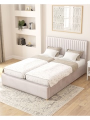 Aspire Furniture Light Silver Grey Grant Velvet Electric Adjustable Bed With Mattress - Image 3 of 6