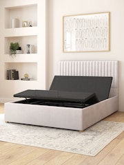 Aspire Furniture Light Silver Grey Grant Velvet Electric Adjustable Bed With Mattress - Image 5 of 6
