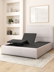 Aspire Furniture Light Silver Grey Grant Velvet Electric Adjustable Bed With Mattress - Image 6 of 6