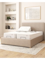 Aspire Furniture Natural Grant Eire Linen Electric Adjustable Bed With Mattress - Image 1 of 6