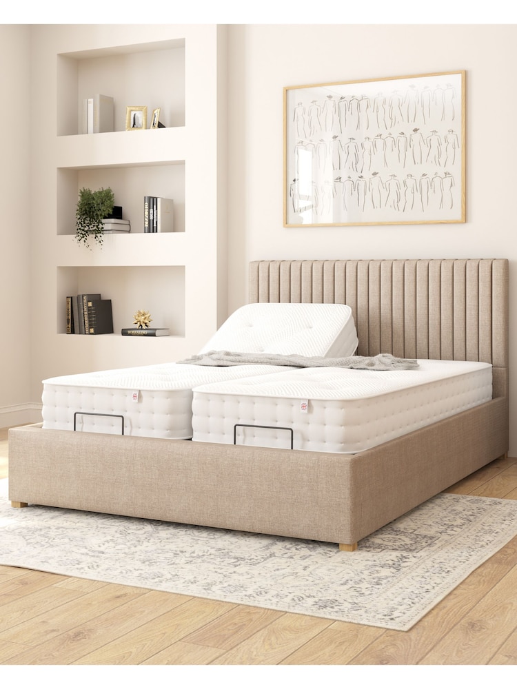 Aspire Furniture Natural Grant Eire Linen Electric Adjustable Bed With Mattress - Image 1 of 6