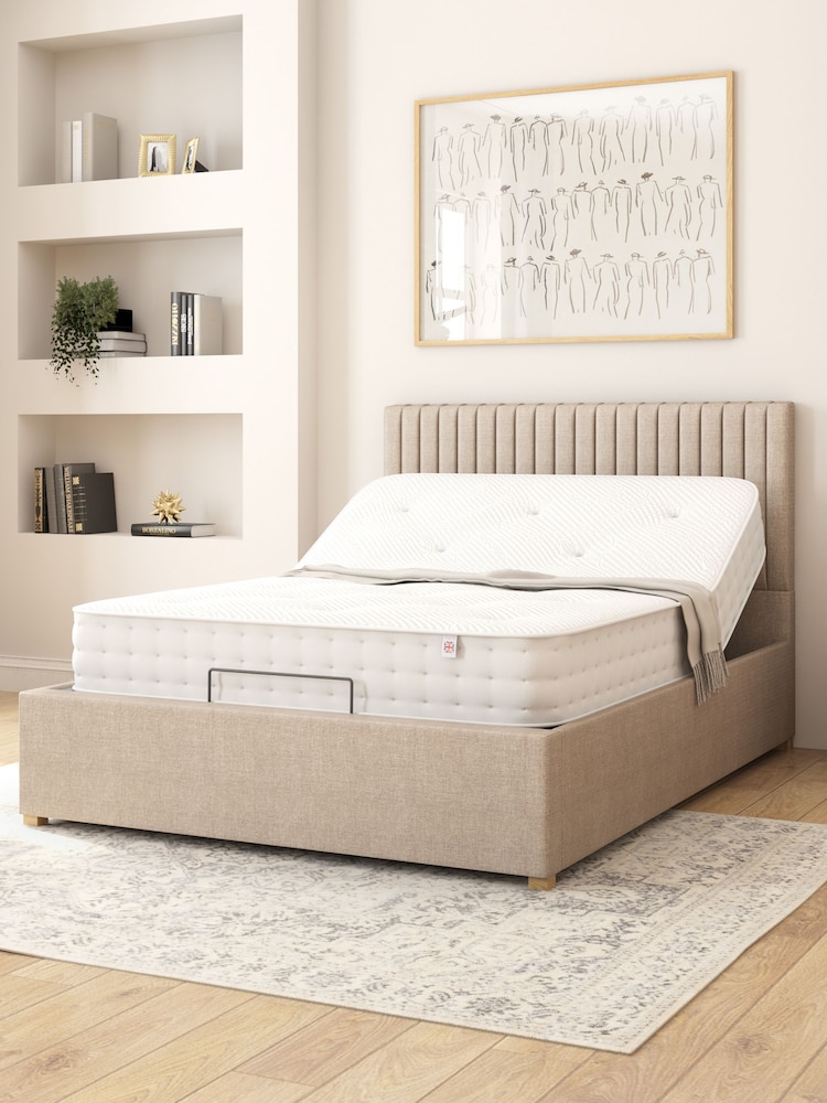 Aspire Furniture Natural Grant Eire Linen Electric Adjustable Bed With Mattress - Image 2 of 6