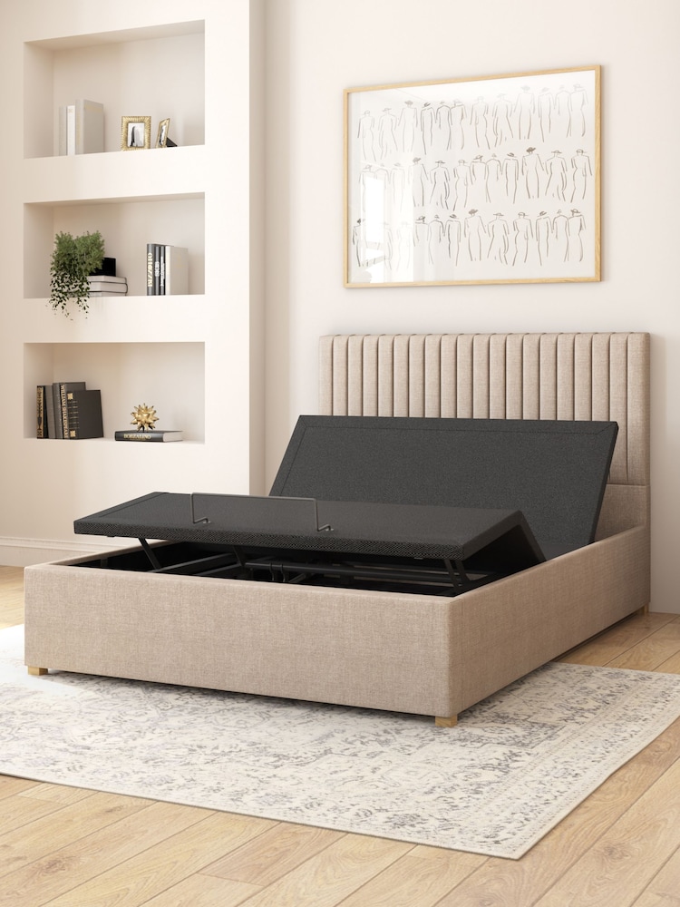 Aspire Furniture Natural Grant Eire Linen Electric Adjustable Bed With Mattress - Image 6 of 6