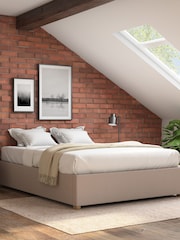 Aspire Furniture Off White Platform Eire Linen End Lift Ottoman Storage Bed - Image 1 of 3