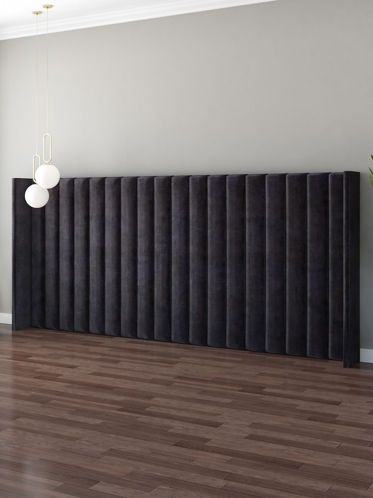 Aspire Furniture Ebony Grandeur Wing Velvet Headboard - Image 2 of 3