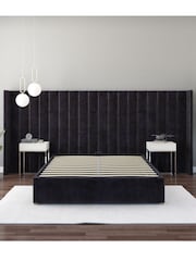 Aspire Furniture Ebony Grandeur Wing Velvet Headboard - Image 3 of 3