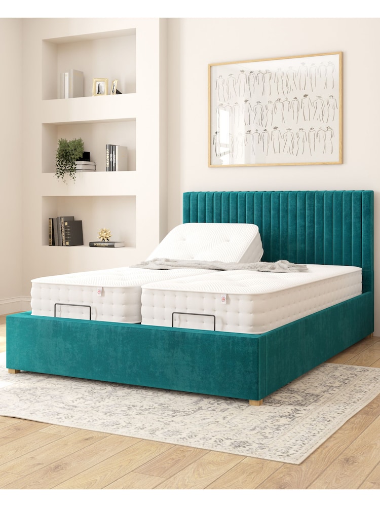 Aspire Furniture Emerald Grant Velvet Electric Adjustable Bed With Mattress - Image 1 of 6