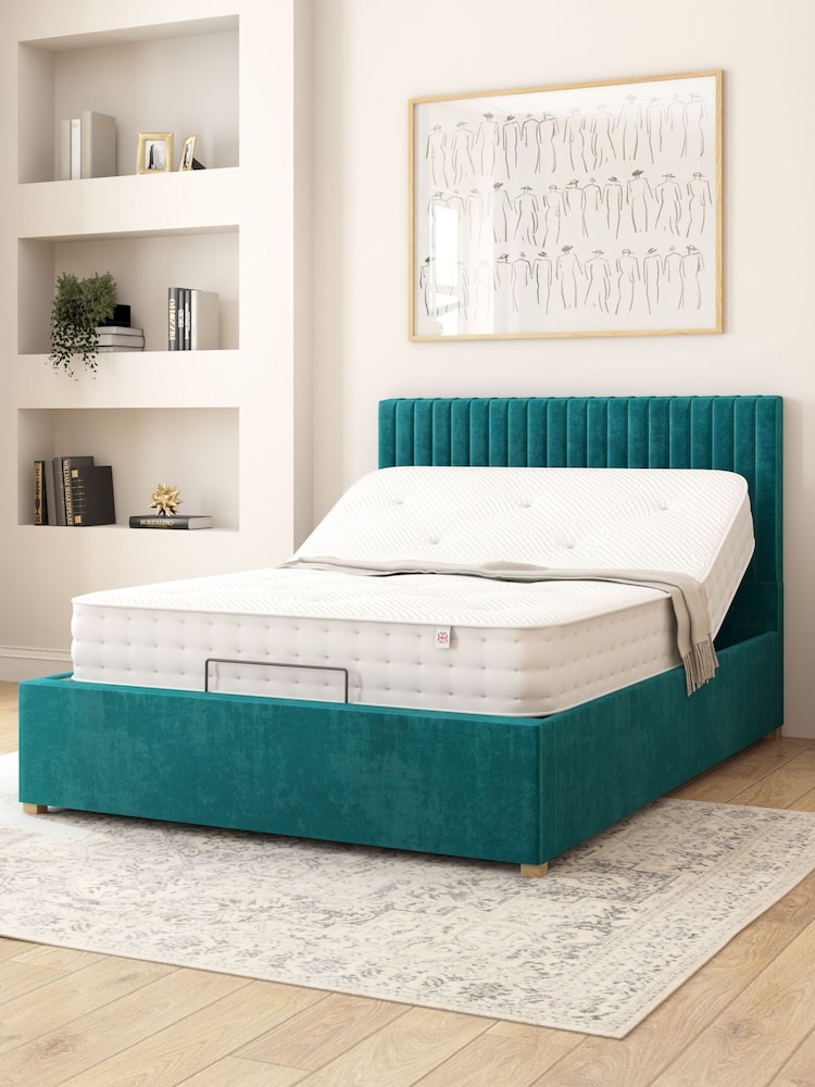 Aspire Furniture Emerald Grant Velvet Electric Adjustable Bed With Mattress - Image 2 of 6
