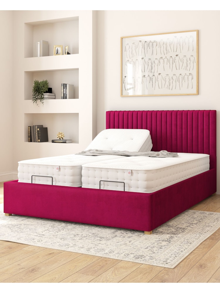 Aspire Furniture Berry Grant Velvet Electric Adjustable Bed With Mattress - Image 1 of 6