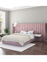 Aspire Furniture Blush Grandeur Wing Velvet Headboard - Image 1 of 3