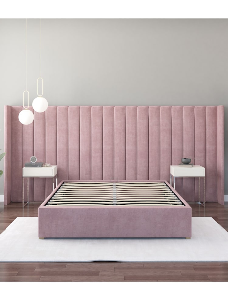 Aspire Furniture Blush Grandeur Wing Velvet Headboard - Image 3 of 3