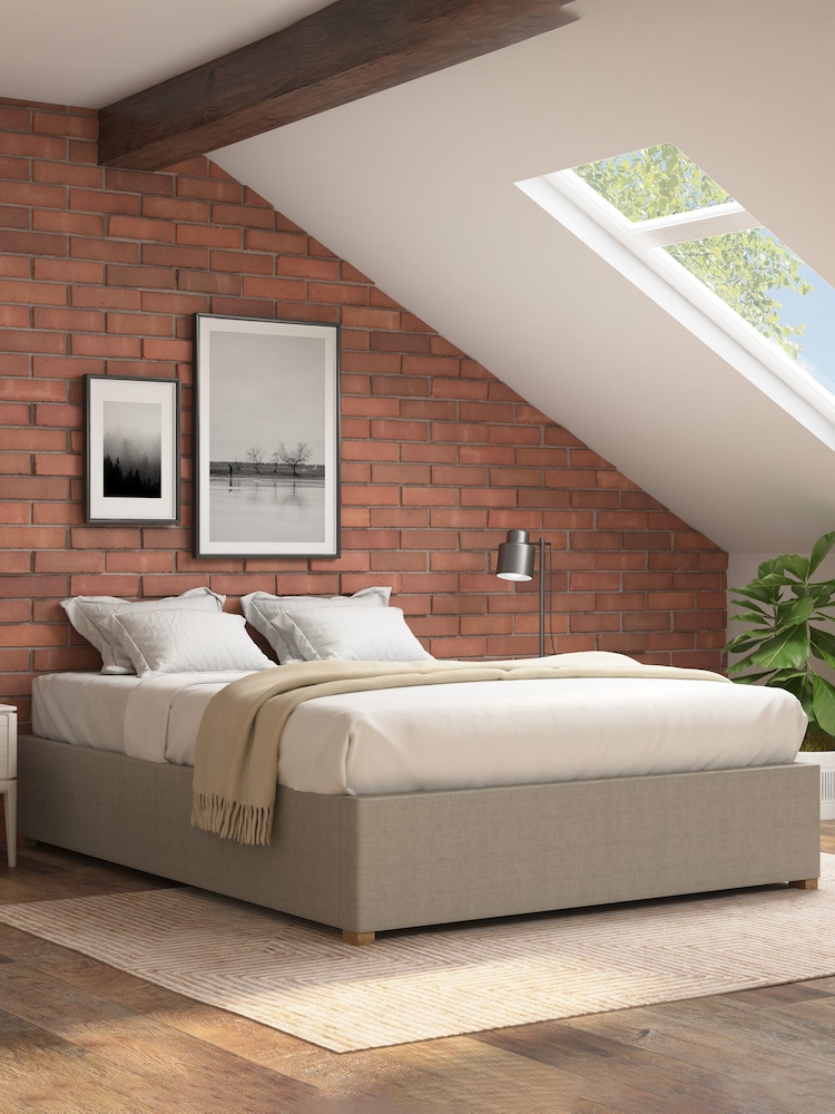 Aspire Furniture Natural Platform Eire Linen End Lift Ottoman Storage Bed - Image 1 of 2