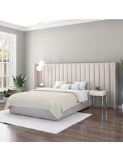 Aspire Furniture Off White Grandeur Wing Eire Linen Headboard - Image 1 of 3