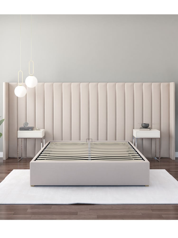 Aspire Furniture Off White Grandeur Wing Eire Linen Headboard - Image 3 of 3