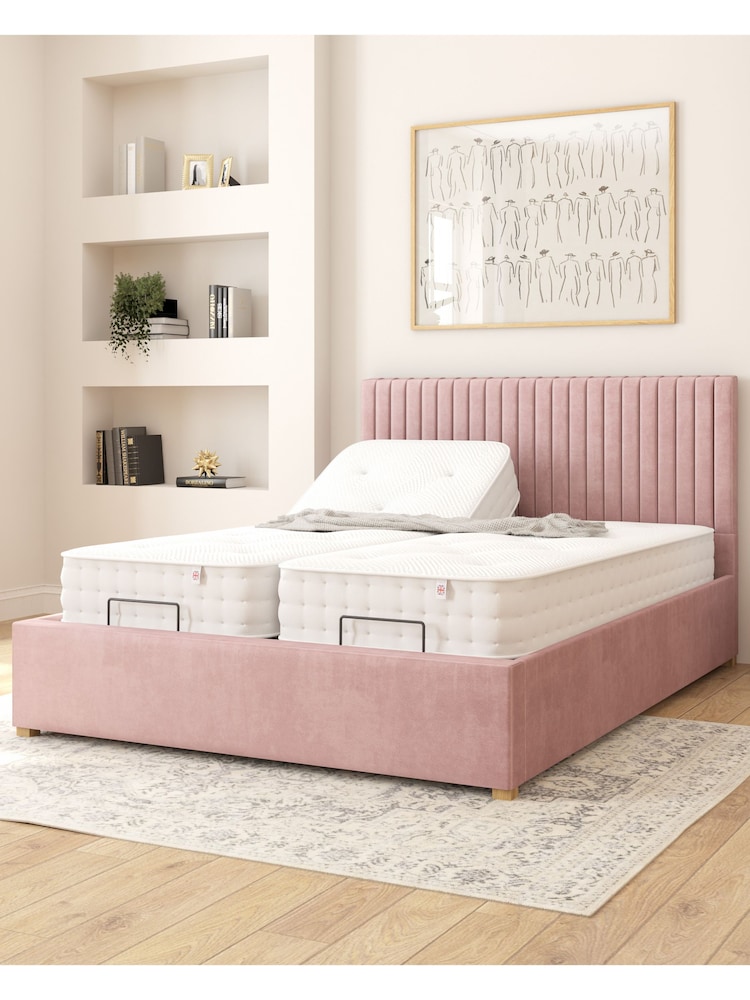 Aspire Furniture Blush Grant Velvet Electric Adjustable Bed With Mattress - Image 1 of 6