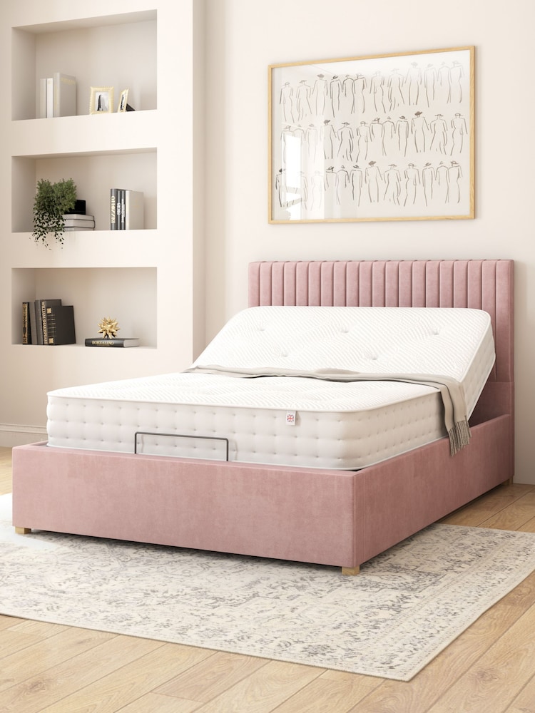 Aspire Furniture Blush Grant Velvet Electric Adjustable Bed With Mattress - Image 2 of 6