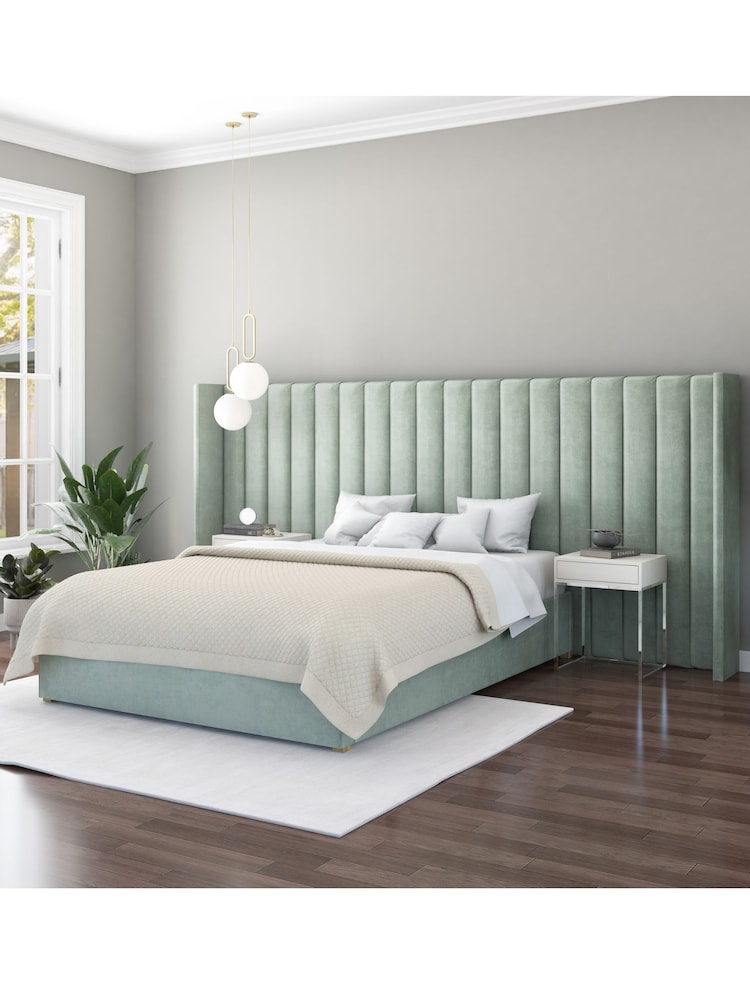 Aspire Furniture Duck Egg Grandeur Wing Velvet Headboard - Image 1 of 3