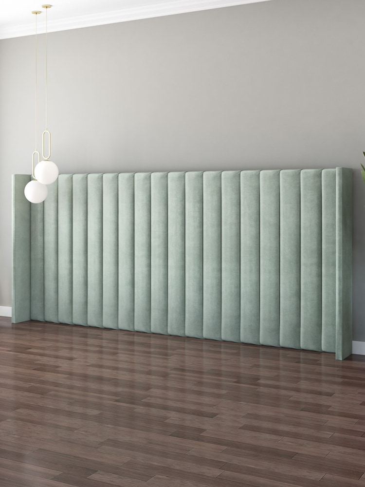Aspire Furniture Duck Egg Grandeur Wing Velvet Headboard - Image 2 of 3