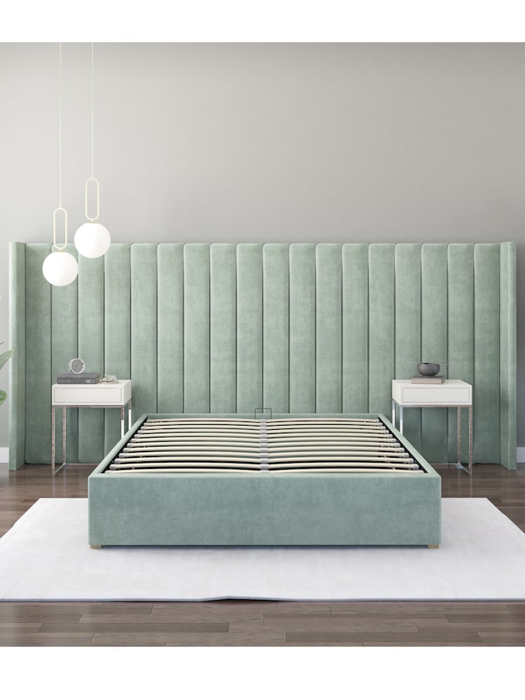 Aspire Furniture Duck Egg Grandeur Wing Velvet Headboard - Image 3 of 3