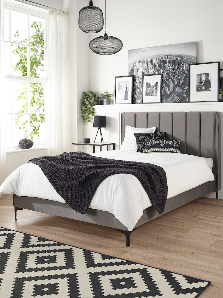Aspire Furniture Grey Phoebe Velvet Bed - Image 1 of 4