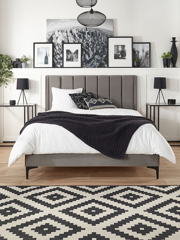 Aspire Furniture Grey Phoebe Velvet Bed - Image 2 of 4