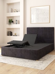 Aspire Furniture Ebony Grant Velvet Electric Adjustable Bed With Mattress - Image 6 of 6
