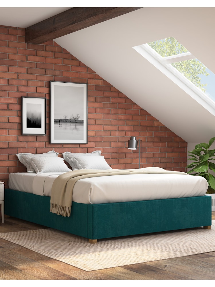 Aspire Furniture Emerald Platform Velvet End Lift Ottoman Storage Bed - Image 1 of 3