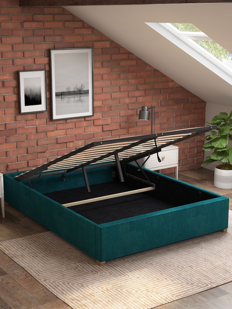 Aspire Furniture Emerald Platform Velvet End Lift Ottoman Storage Bed - Image 2 of 3