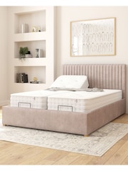 Aspire Furniture Silver Grey Grant Velvet Electric Adjustable Bed With Mattress - Image 1 of 6