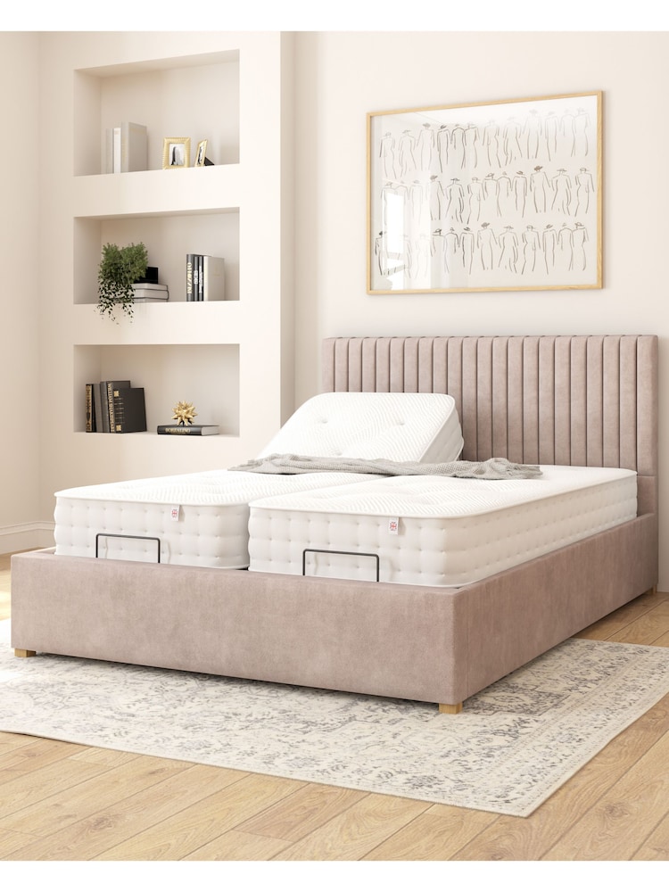 Aspire Furniture Silver Grey Grant Velvet Electric Adjustable Bed With Mattress - Image 1 of 6