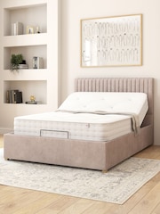 Aspire Furniture Silver Grey Grant Velvet Electric Adjustable Bed With Mattress - Image 2 of 6
