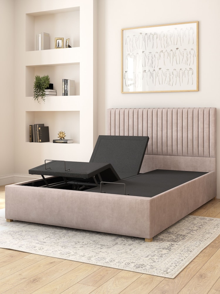 Aspire Furniture Silver Grey Grant Velvet Electric Adjustable Bed With Mattress - Image 6 of 6