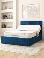 Aspire Furniture Navy Grant Velvet Electric Adjustable Bed With Mattress - Image 2 of 6