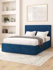 Aspire Furniture Navy Grant Velvet Electric Adjustable Bed With Mattress - Image 4 of 6