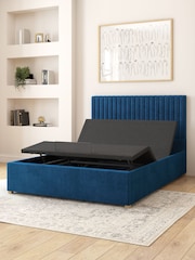 Aspire Furniture Navy Grant Velvet Electric Adjustable Bed With Mattress - Image 5 of 6