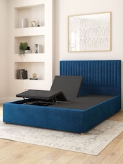 Aspire Furniture Navy Grant Velvet Electric Adjustable Bed With Mattress - Image 6 of 6