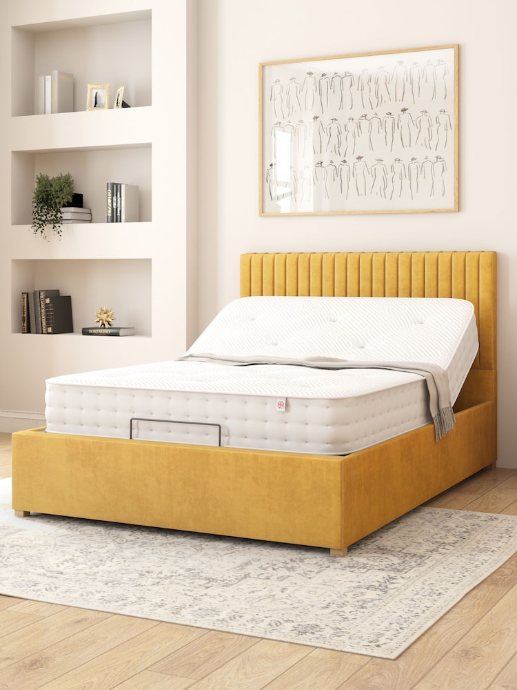 Aspire Furniture Ochre Grant Velvet Electric Adjustable Bed With Mattress - Image 2 of 6