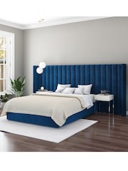 Aspire Furniture Navy Grandeur Wing Velvet Headboard - Image 1 of 3