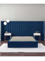 Aspire Furniture Navy Grandeur Wing Velvet Headboard - Image 3 of 3