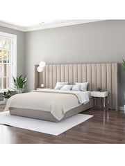 Aspire Furniture Natural Grandeur Wing Eire Linen Headboard - Image 1 of 3