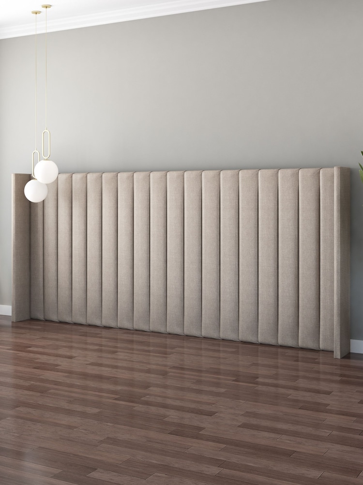 Aspire Furniture Natural Grandeur Wing Eire Linen Headboard - Image 2 of 3