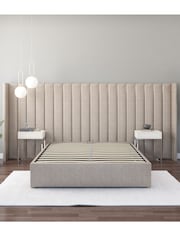 Aspire Furniture Natural Grandeur Wing Eire Linen Headboard - Image 3 of 3