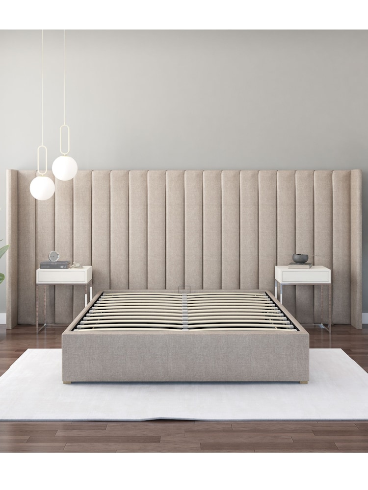 Aspire Furniture Natural Grandeur Wing Eire Linen Headboard - Image 3 of 3