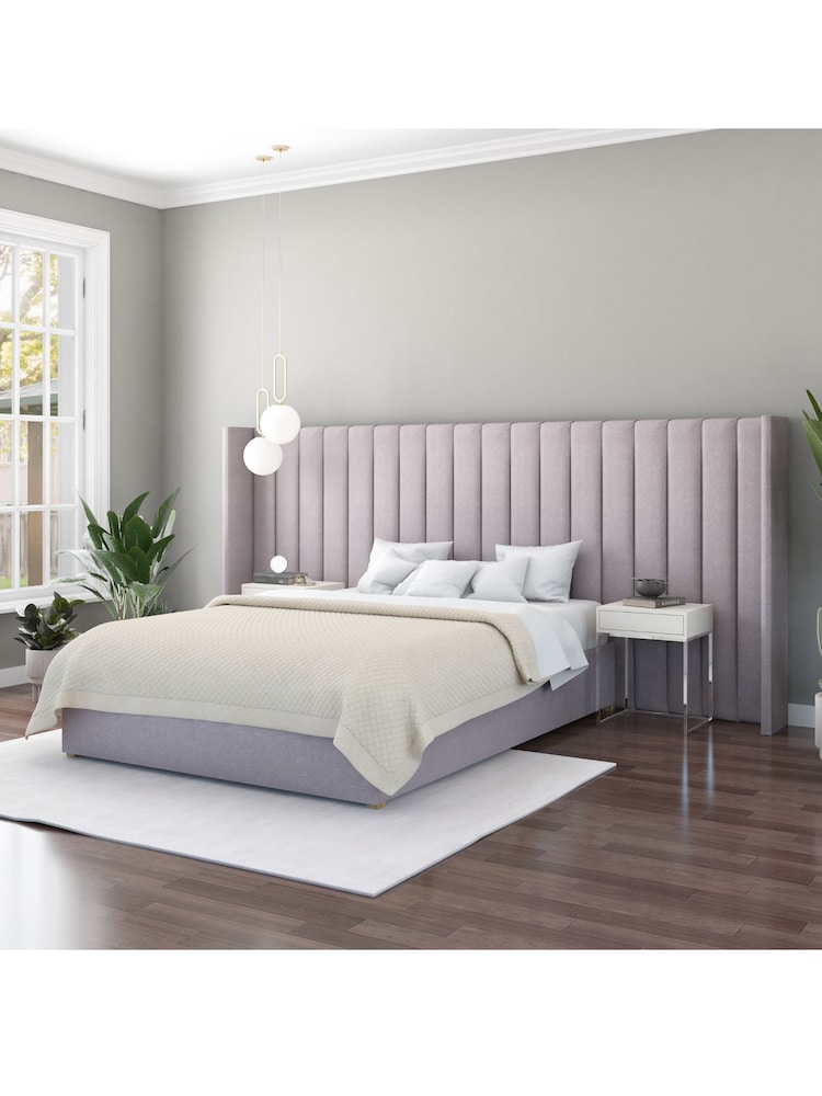 Aspire Furniture Grey Grandeur Wing Eire Linen Headboard - Image 1 of 3