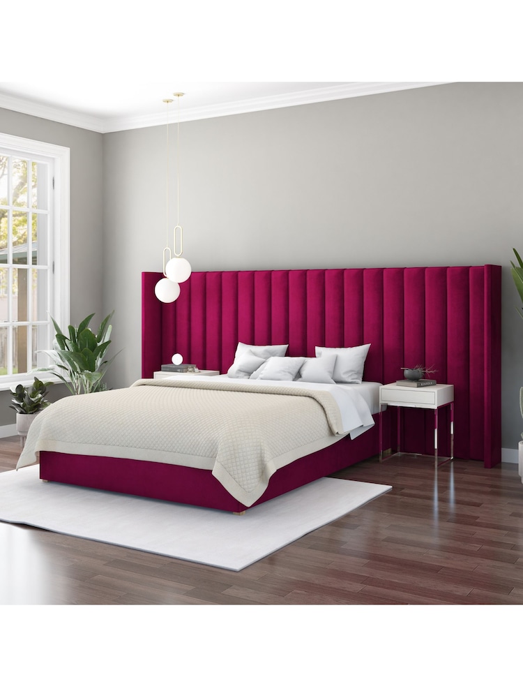 Aspire Furniture Berry Grandeur Wing Velvet Headboard - Image 1 of 3