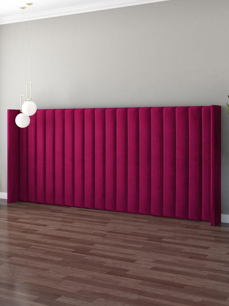 Aspire Furniture Berry Grandeur Wing Velvet Headboard - Image 2 of 3