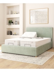 Aspire Furniture Duck Egg Grant Velvet Electric Adjustable Bed With Mattress - Image 1 of 6