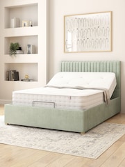 Aspire Furniture Duck Egg Grant Velvet Electric Adjustable Bed With Mattress - Image 2 of 6